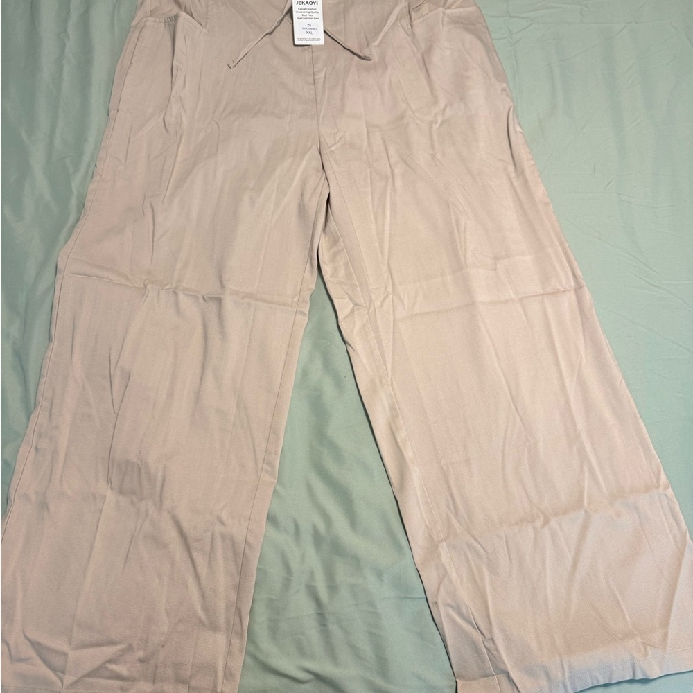 Light Beige Wide Leg Pants
